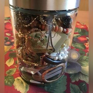 JEWELRY JAR MIX VINTAGE & COSTUME NO CRAFT GR8 VARIETY LOT